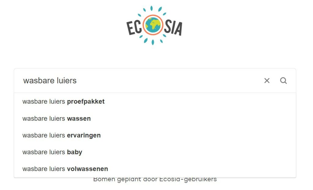 Zoekwoordonderzoek Ecosia suggesties